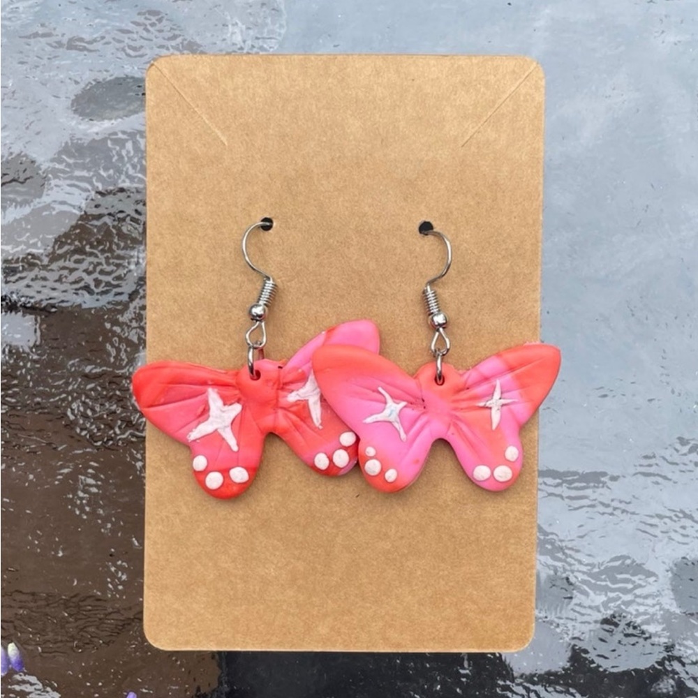 Marble sparkle butterfly earrings